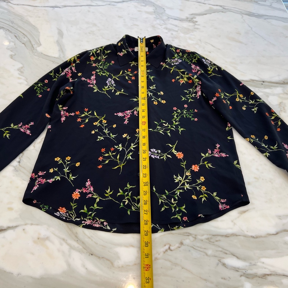 L’AGENCE BLACK FLORAL SILK SHIRT SIZE MEDIUM NWOTS! - Picture 11 of 12